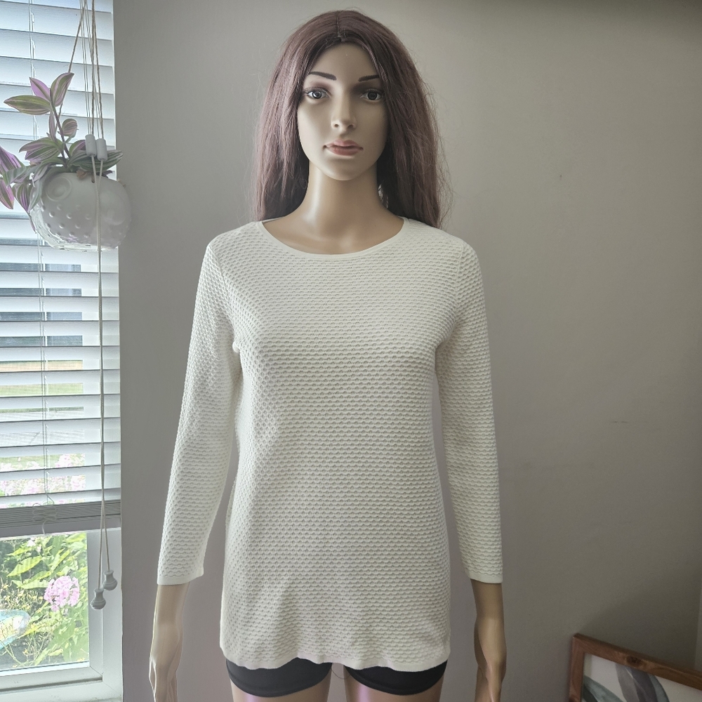 COS cream textured long sleeves cotton sweater top